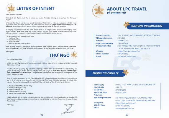 LPC Travel - La Pace Travel - công ty du lịch - Tour inbound outbound - Tour thiết kế riêng - tour golf- tour doanh nghiệp - Profile Company LPC Travel - Customize tour